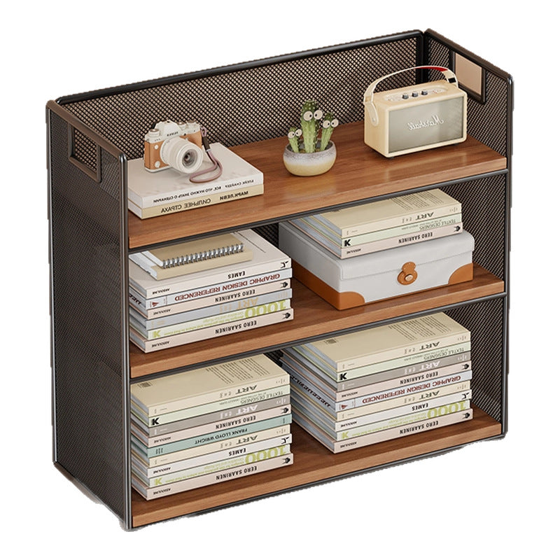 Perforiertes Metall Zwei-Ebenen Schreibtisch-Organizer-Regal mit integrierten Tragegriffen