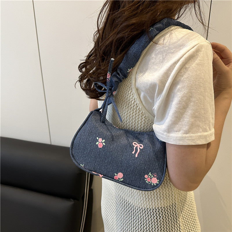 Bestickte Jeans Schultertasche Brehn