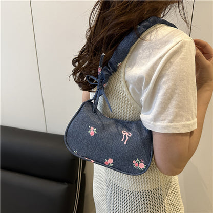 Bestickte Jeans Schultertasche Brehn