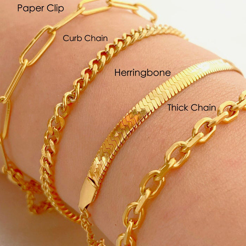 Schichtet Goldkette Armband Set Brehn