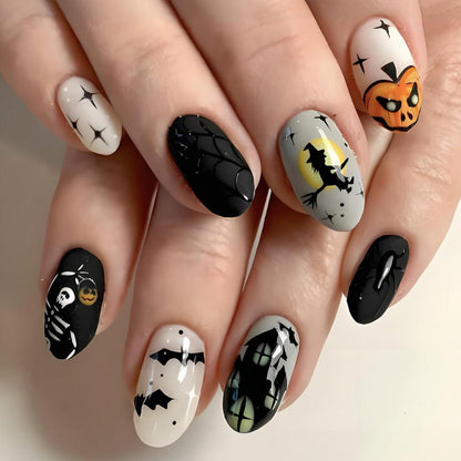 Halloween Kunstnagelset mit kreativen Gruselmotiven und Halloween-Dekorationen Brehn