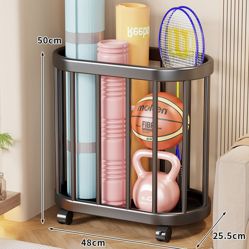 Vertikaler Rollen-Sportgeräte-Storage-Caddy mit offenem Rahmen und schwenkbaren Rollen