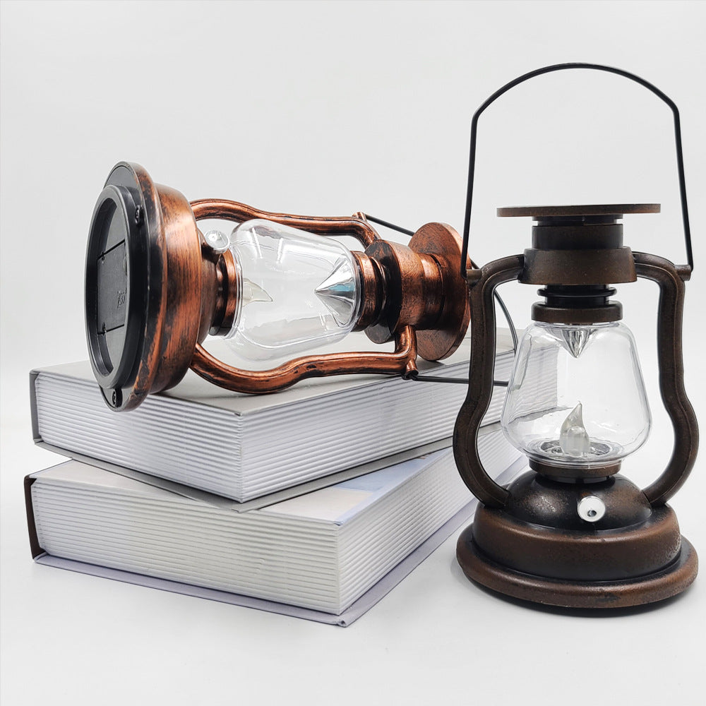 Antike LED-Hurrikanlaterne mit flackerndem Flameneffekt, Glasglocke und hängendem Griff, tragbare dekorative Lampe Brehn
