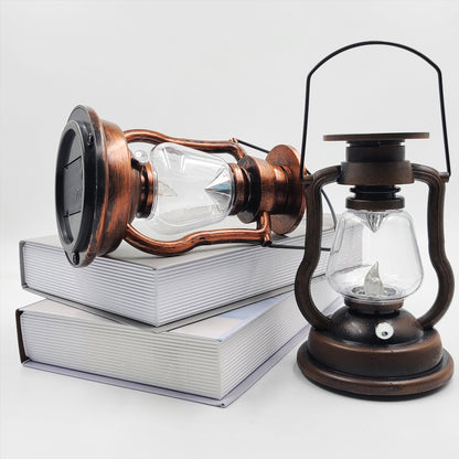 Antike LED-Hurrikanlaterne mit flackerndem Flameneffekt, Glasglocke und hängendem Griff, tragbare dekorative Lampe Brehn