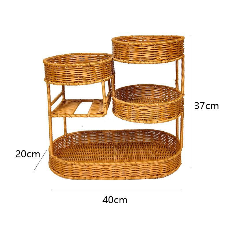 Unisex Rattan Ablage aus drei Ebenen Brehn