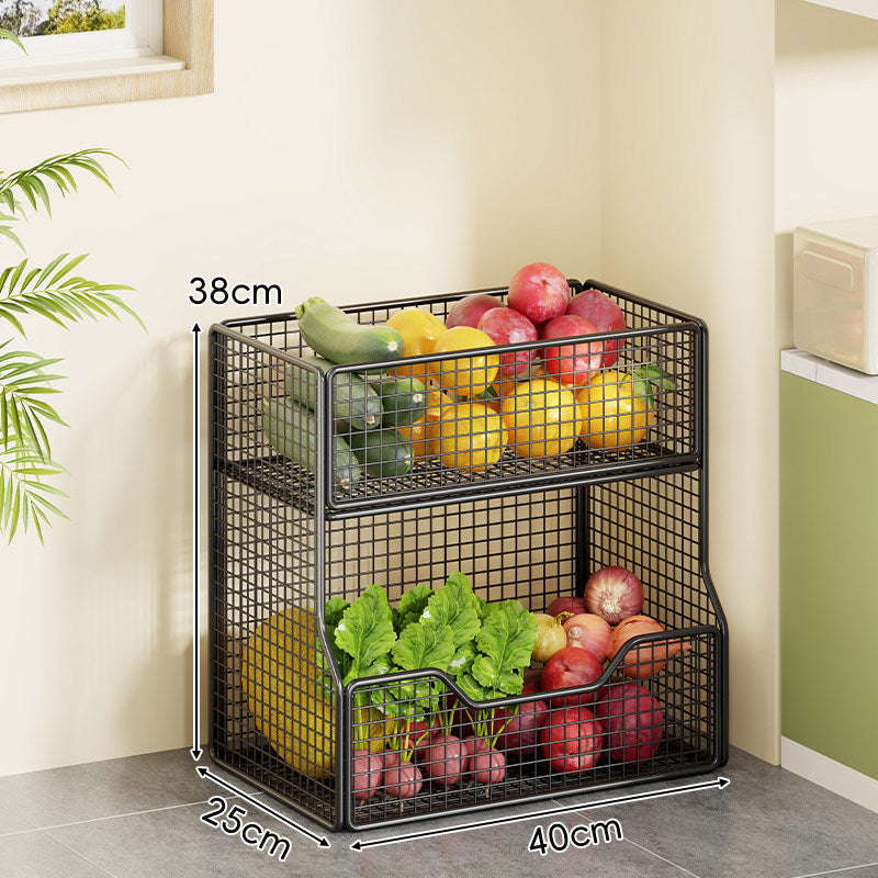 Doppelschicht-Metallgitter-Produkte und Vorratsregal mit schiebbaren Frontkörben