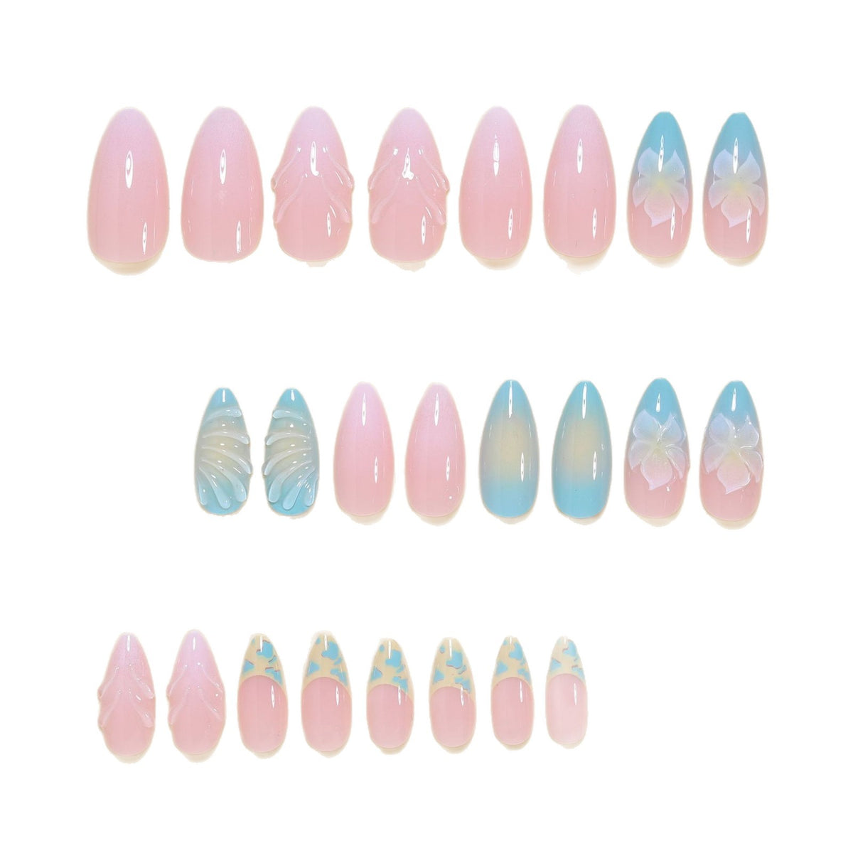 Elegante florale skulptierte Fingernagel Tipps Brehn