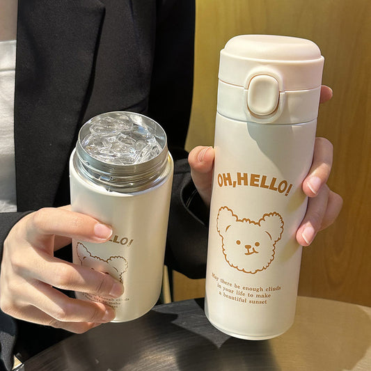 Damen Isolierte Trinkflasche mit süßem Tierdesign und praktischem Klappdeckel Brehn