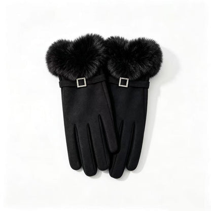 Luxus Faux-Fur-besetzte Kleid Handschuhe Brehn