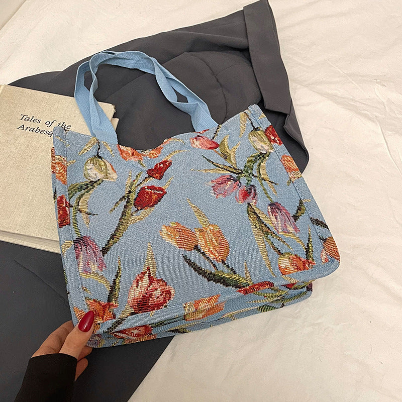 Blumenbestickte Schulter Tragetasche