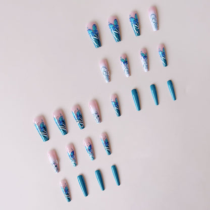 Kunstnagelset mit filigranen Schmetterlingsverzierungen Brehn