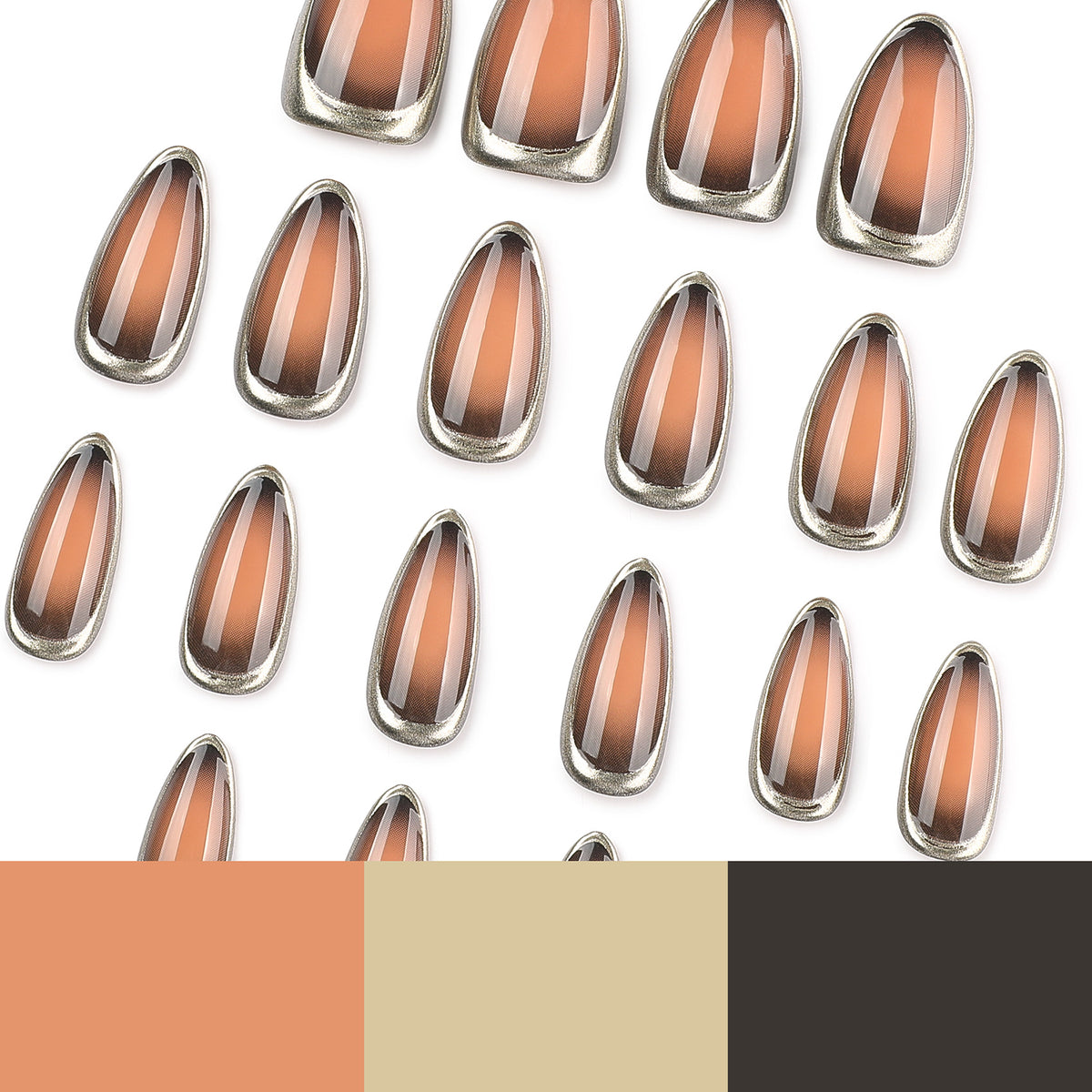 Glamouröse Stiletto-Nägel mit elegantem Goldrand Brehn