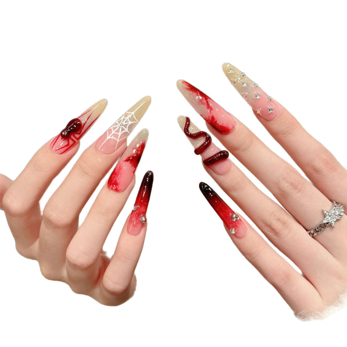 Kreatives Halloween-Themen Press-On Nagel-Kunst Set