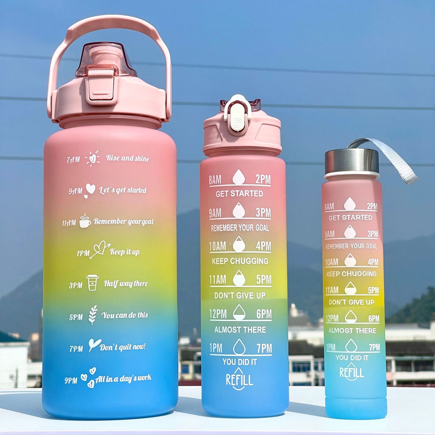 Unisex Motivierende Wasserflasche mit Zeitmarkierungen Brehn
