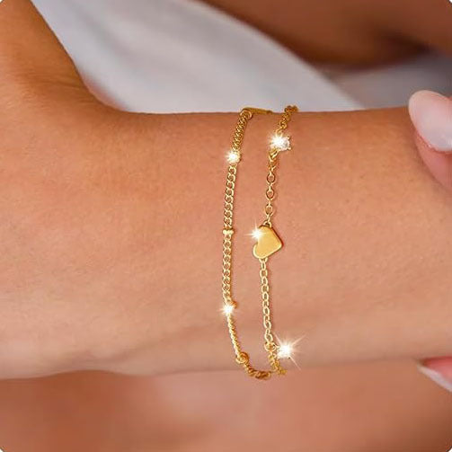 Elegante Herz Charme Kettenarmband Brehn