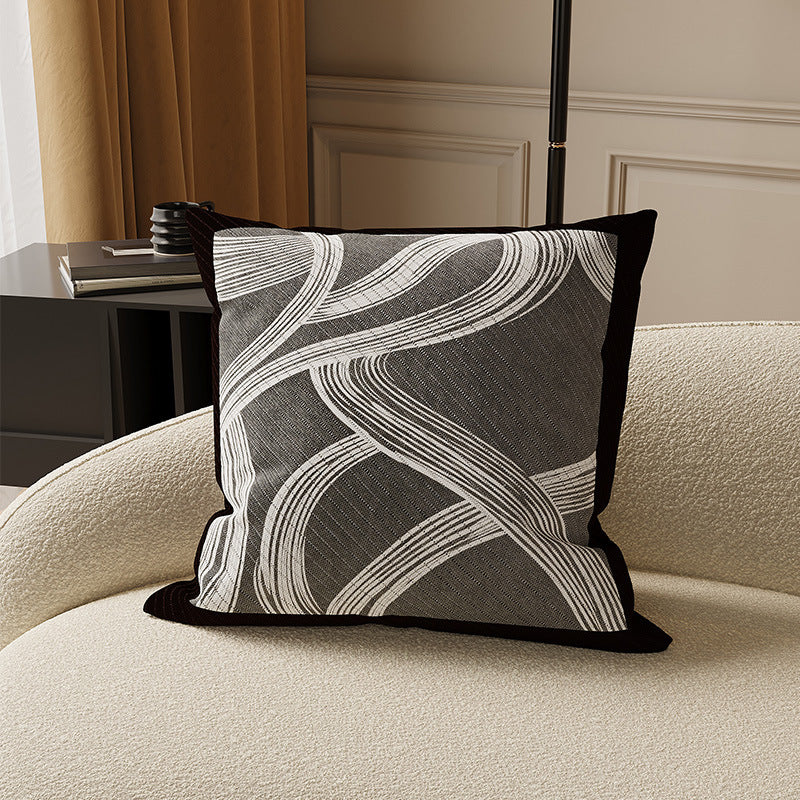 Textured Abstract Brushstroke Cotton-Linen Square Throw Pillow Cover with Hidden Zipper