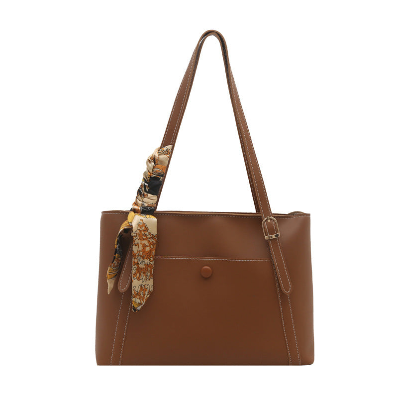 Elegante strukturierte Tote-Bag mit Schal-Detail