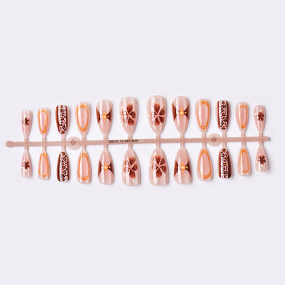 Künstlerisches Press-On Nagelkunstset mit floralen und tierischen Drucken Brehn