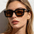 Damen moderne quadratische Sonnenbrille mit verspiegelten Gläsern Brehn