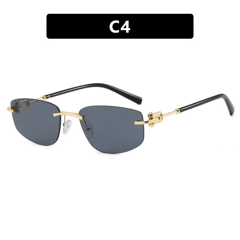 Damen elegante Halbgestell-Brille mit luxuriösem Metallrahmen und transparenten Gläsern Brehn