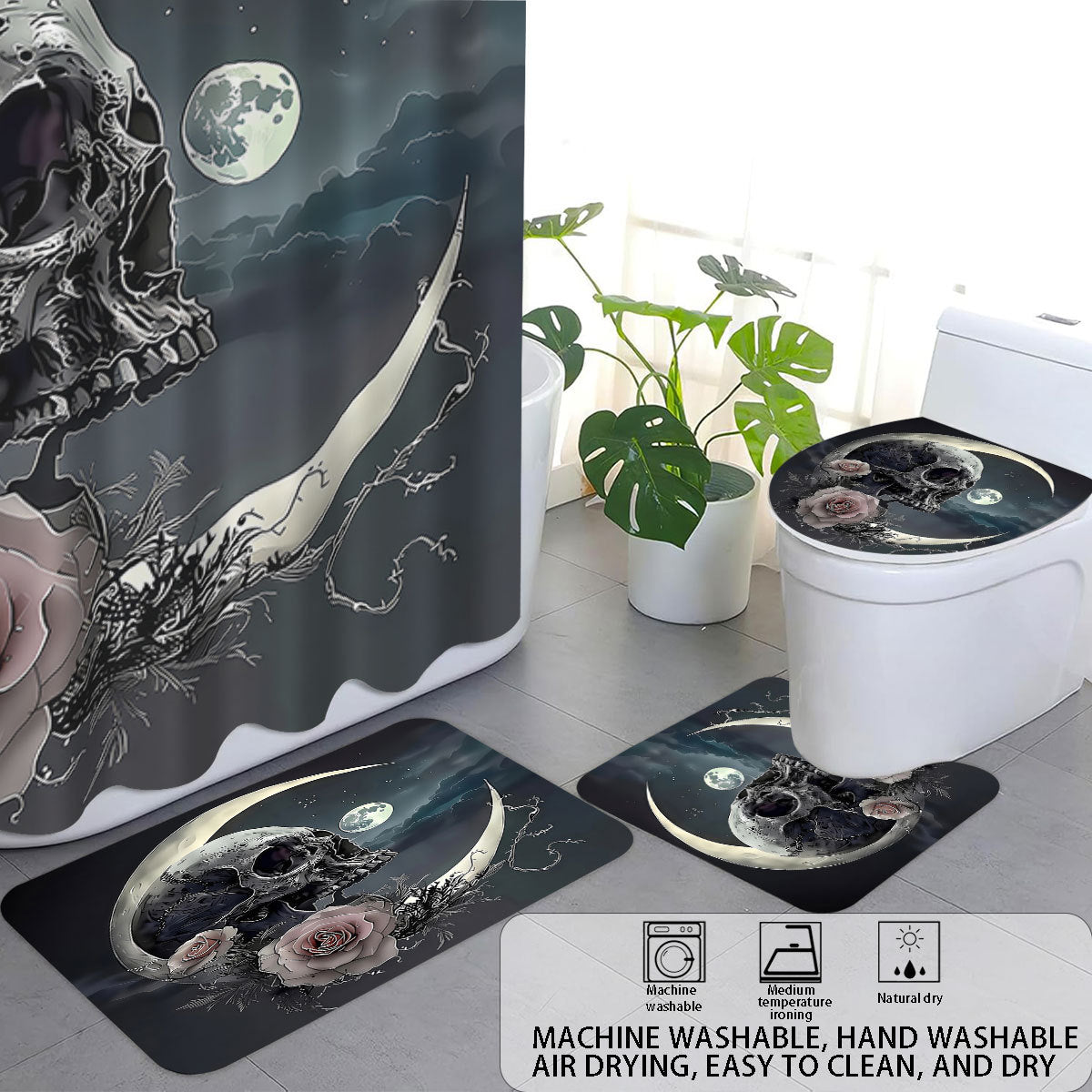 Künstlerisches Skull-Themen Badezimmer Set Brehn