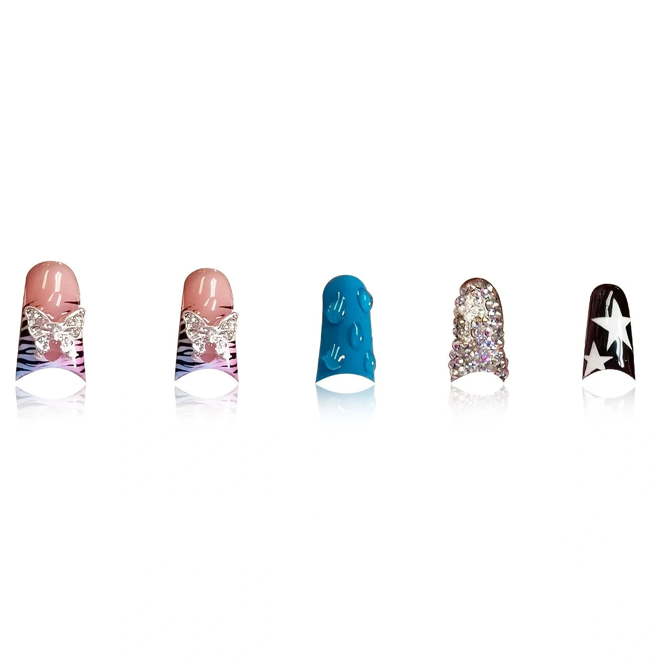 Glamourös Press-On-Nagelkunst-Set mit einzigartigen dekorativen Elementen Brehn