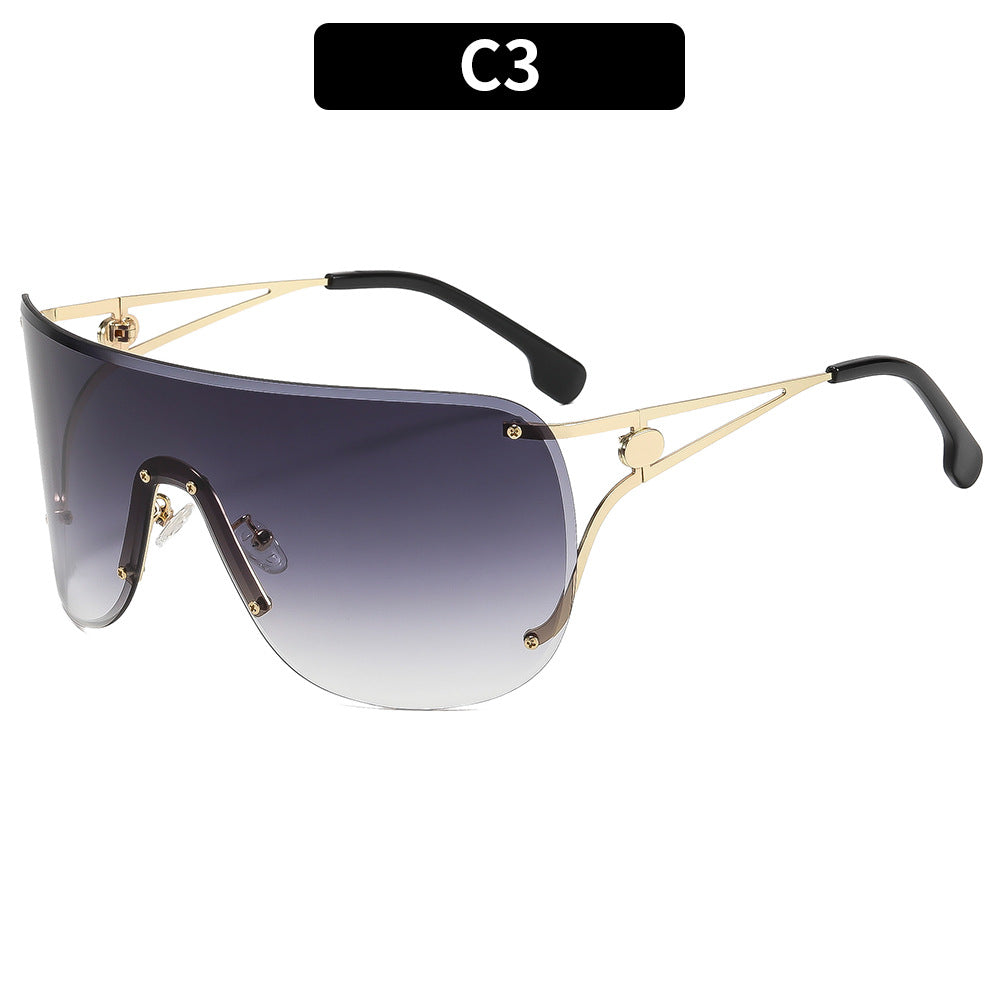 Damen visierartige Sonnenbrille mit elegantem Metallgestell Brehn