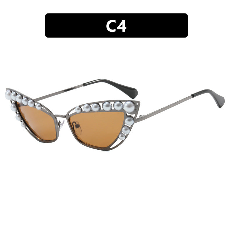 Damen Cat-Eye Sonnenbrille mit exklusivem Perlenspitzen-Rahmen Brehn