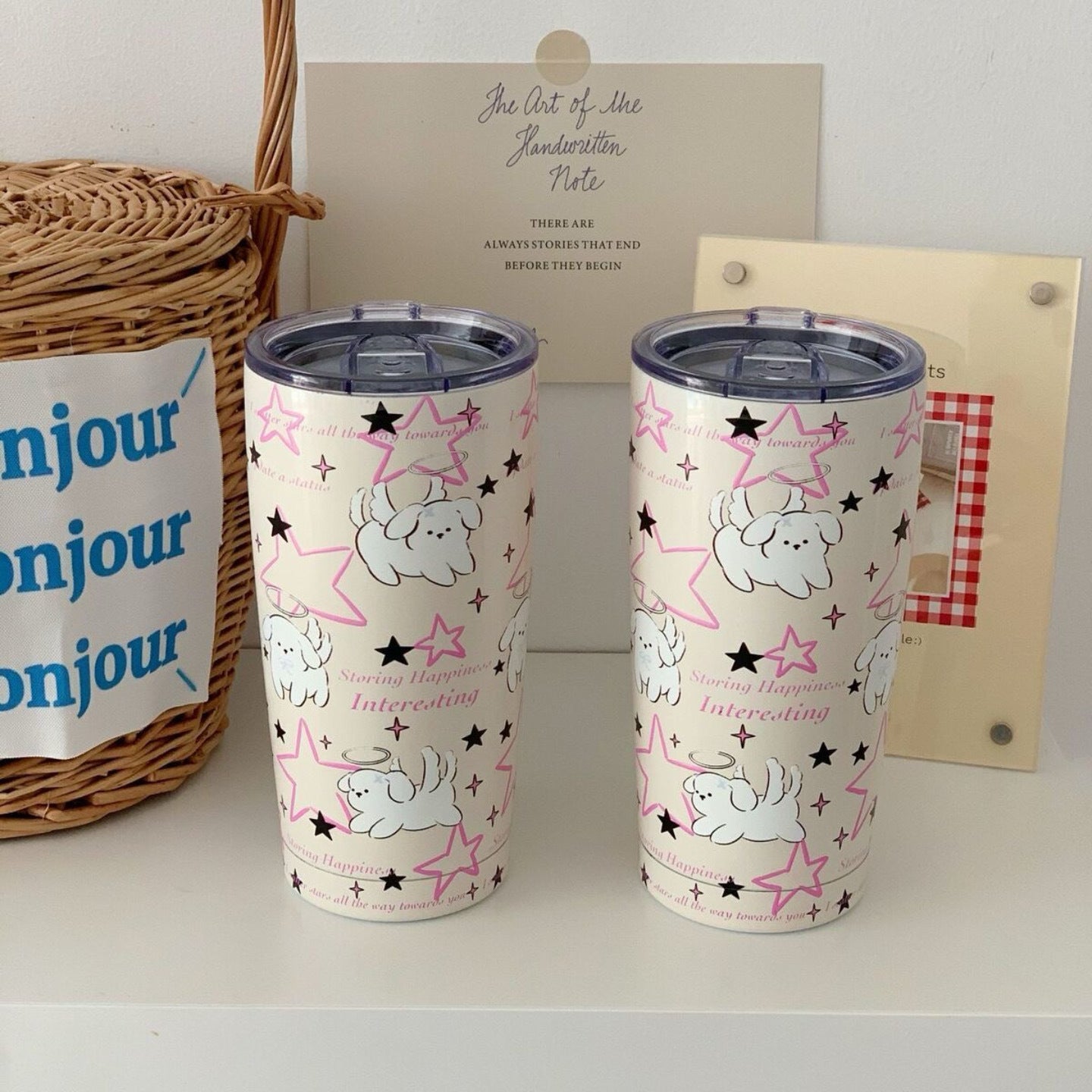 Damen Isoliertrinkbecher mit sicherem Silikondeckel und lustigem Hunde-Design Brehn