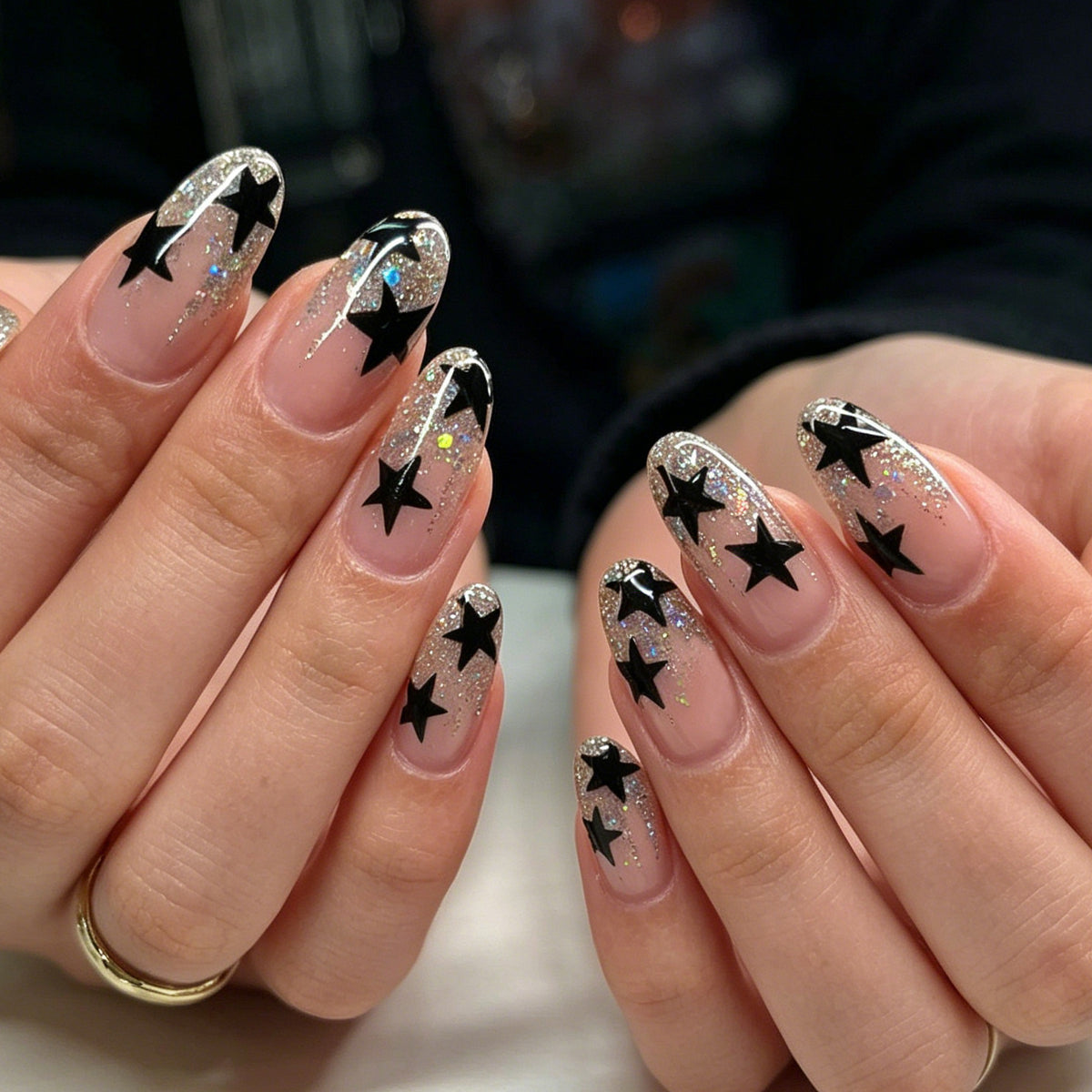 Glamouröse Stern-Themen Acryl-Nagelverzierungen Brehn