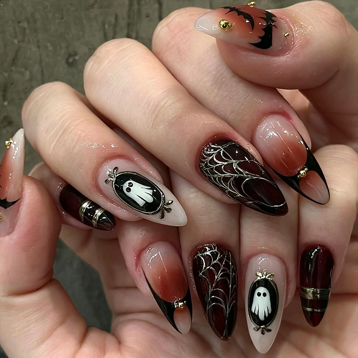 Halloween Kunstnagelset mit gruseligen Motiven Brehn