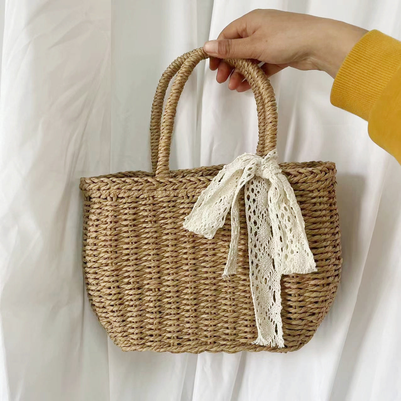 Handgefertigte Strohhandtasche Brehn
