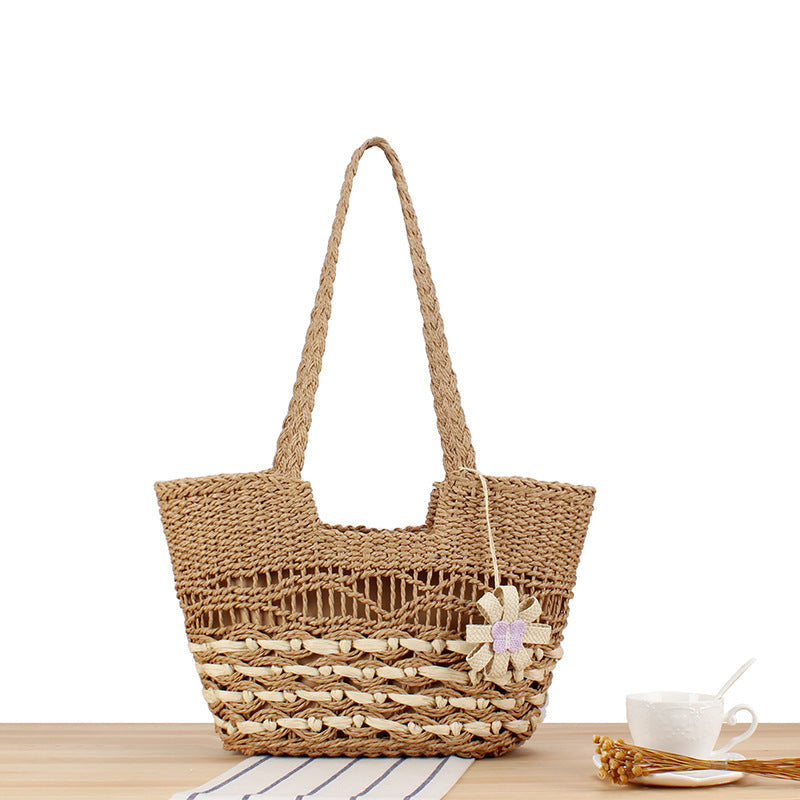 Elegante Strandtasche mit Handgewebtem Korbmuster Brehn