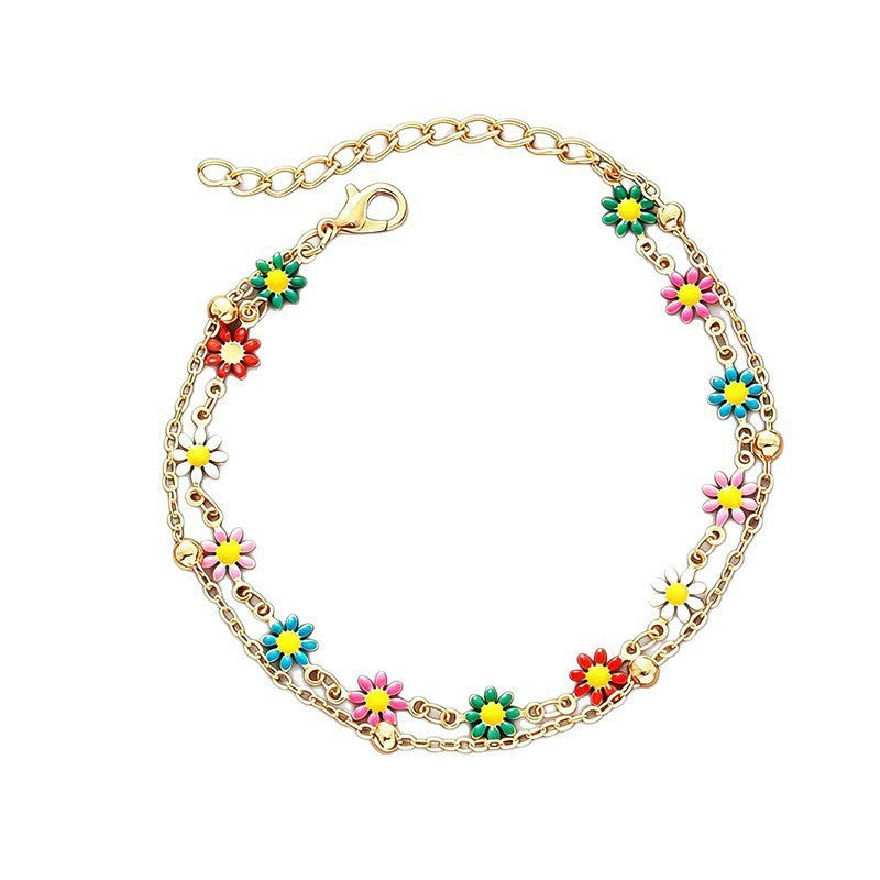 Bunte Blumen Charme Fußkette Brehn