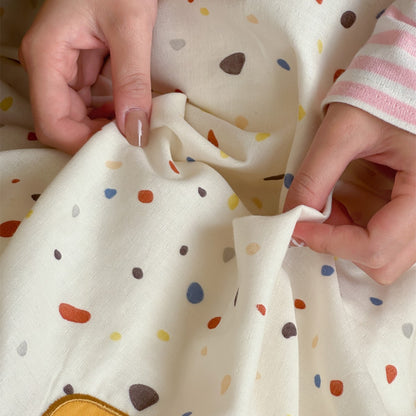 Kinder Baumwoll-Satin Bettwäsche Set mit gesticktem Bärenapplikation und Mikro-Herz-Print