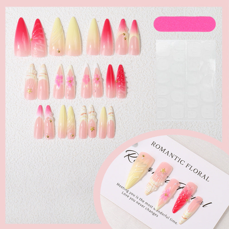 Romantisches Blumen Press-On Nagelspitzen Kunstset Brehn