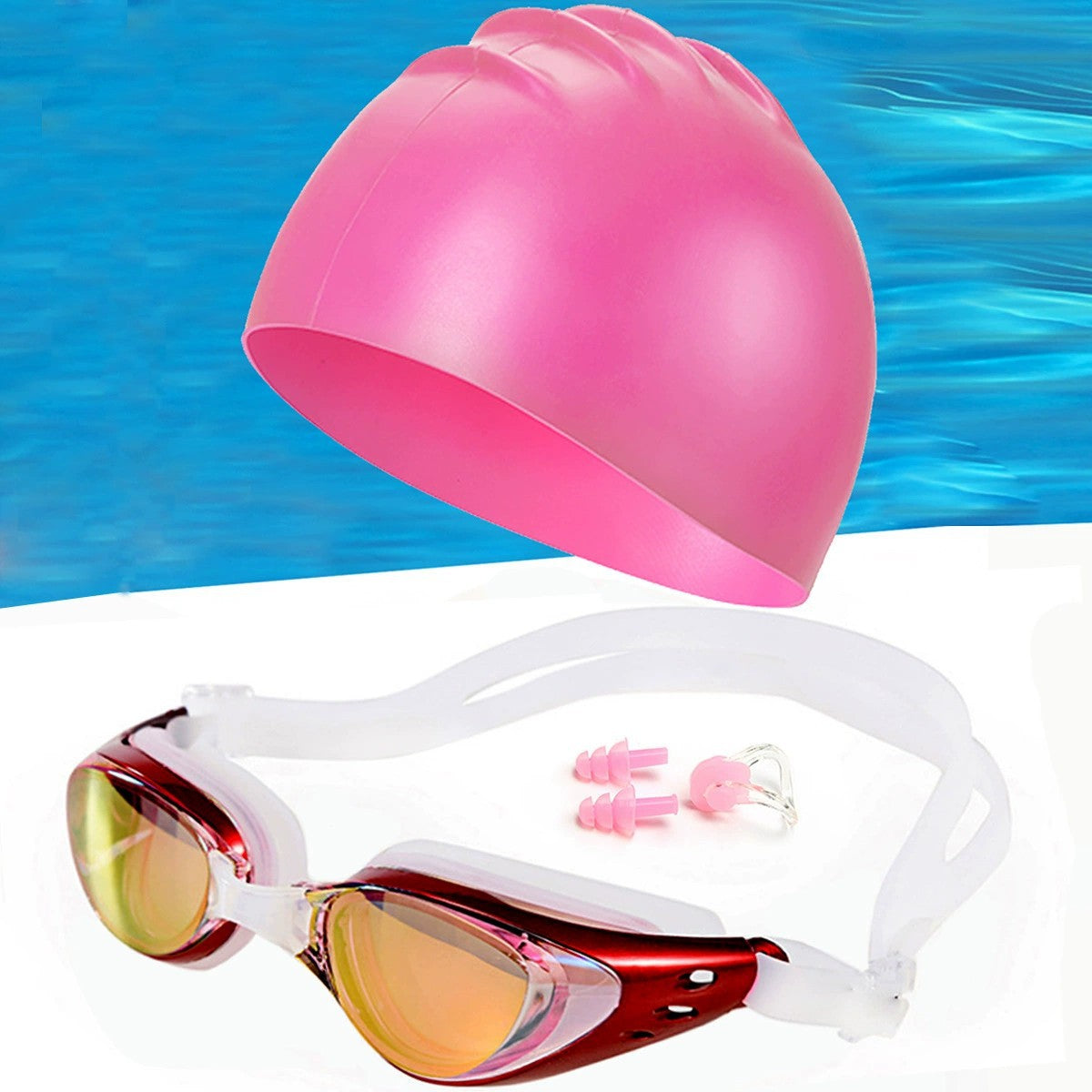 Schwimmset mit Ergonomischer Schwimmbrille und Silikonhaube Brehn