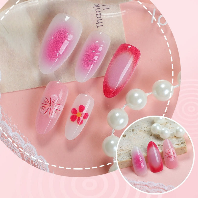 Blumenverzierte Press-On Nagelset