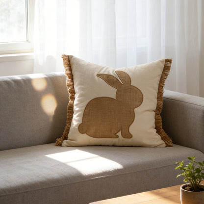 Geplüschtes Bunny Applikation Nackenstützkissenbezug mit Pom-Pom Schwanz
