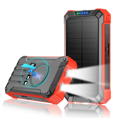 Solar- und Schnelllade-Powerbank mit LED-Taschenlampe Brehn