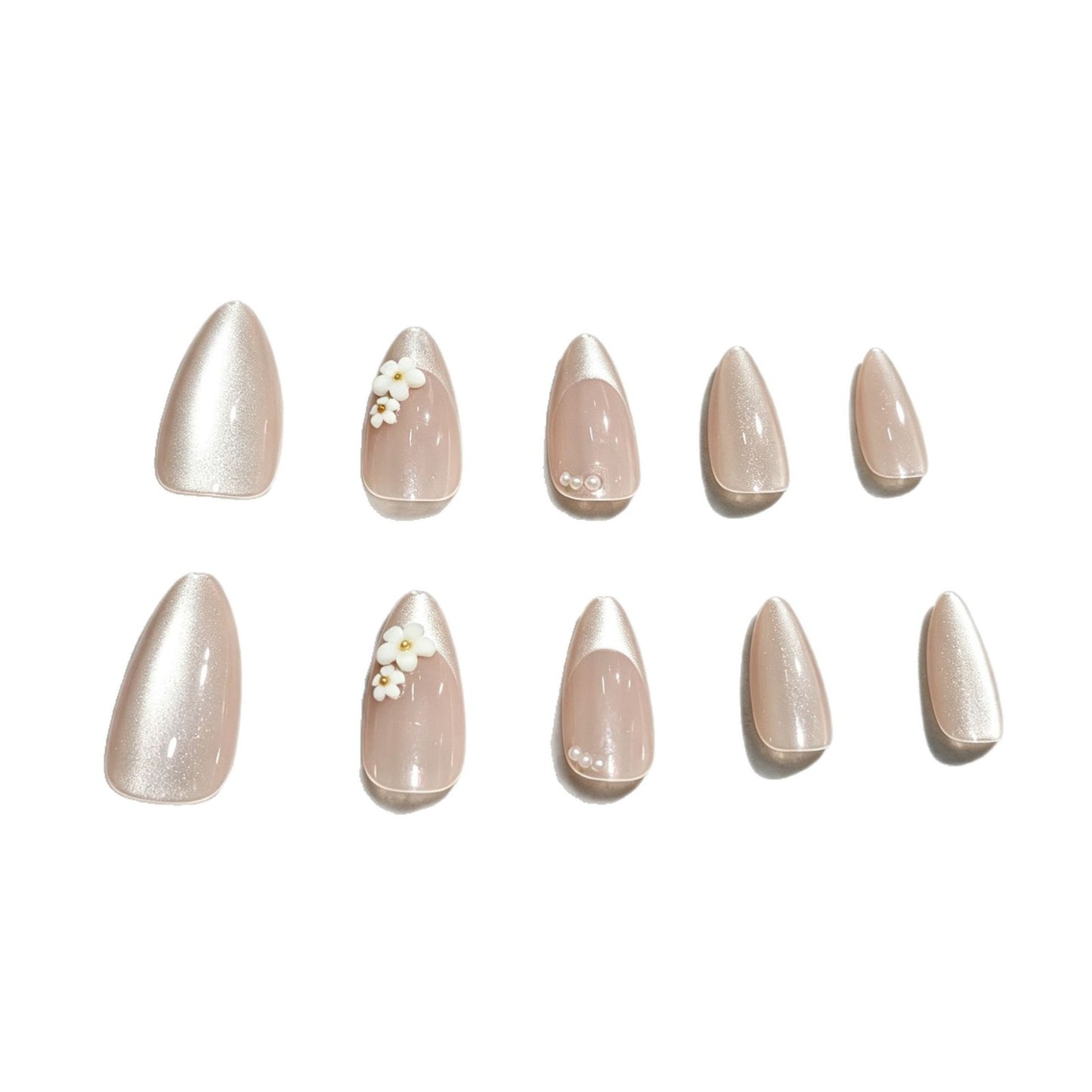 Elegante Blumen Nageldesign Press-On Tipps Brehn