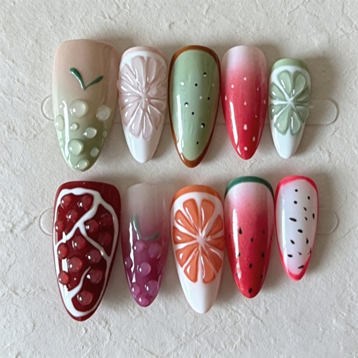 Fruit-Inspired Press-On Nail Art Set Brehn
