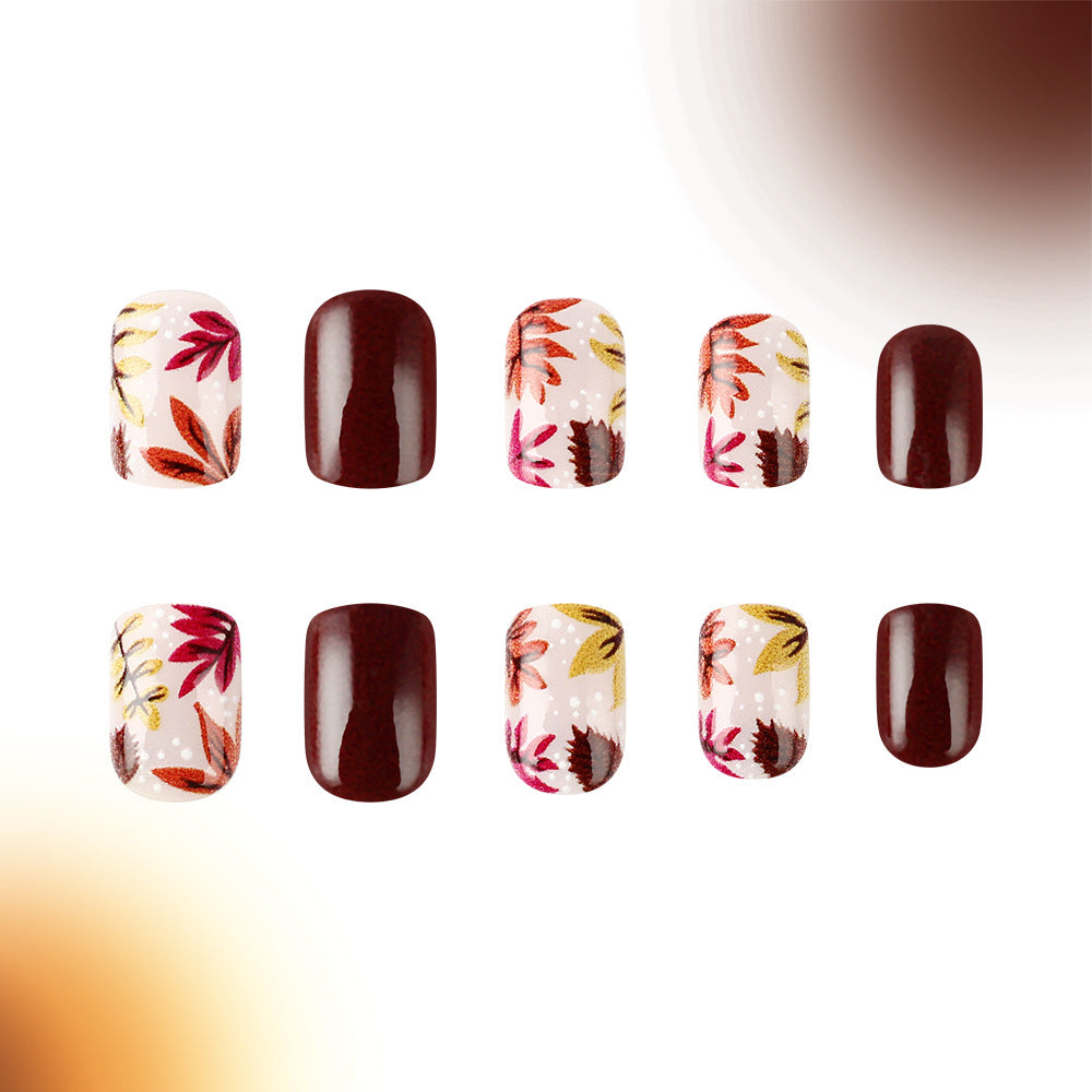 Herbst-inspirierte Press-On Nagelkunst Brehn