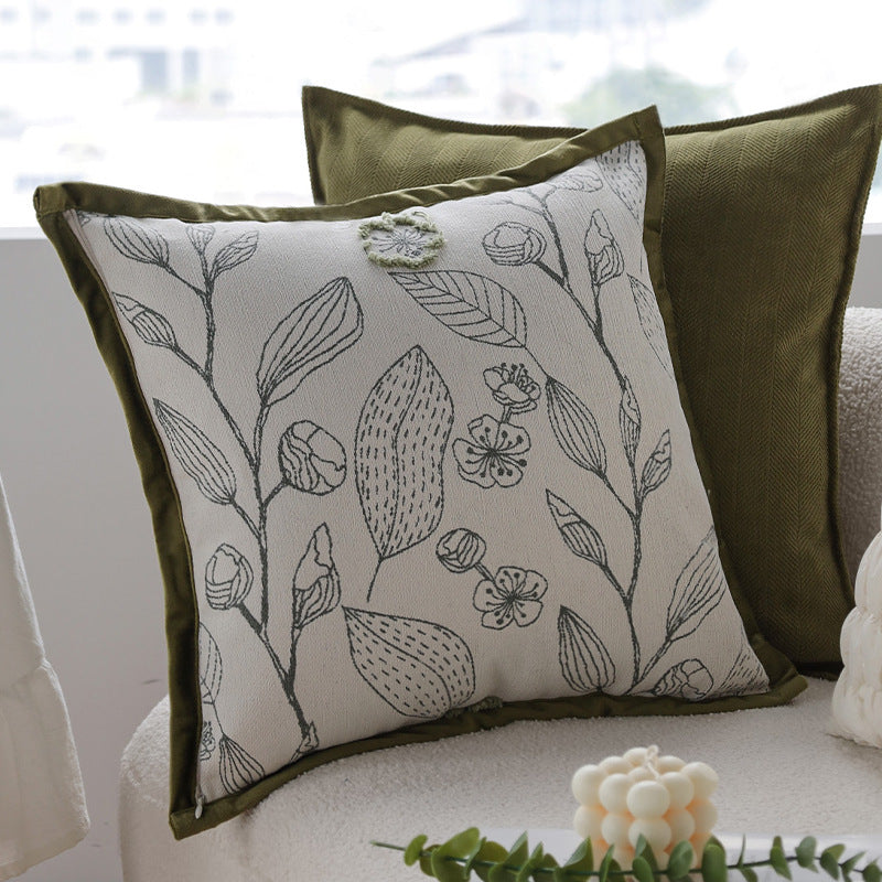 Dekorativer Jacquard-Kissenbezug mit Baum-Motiv und Samt-Paspel Brehn