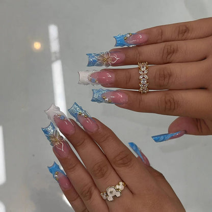 Luxuriöse Florale Acryl-Nagelverlängerungen Brehn