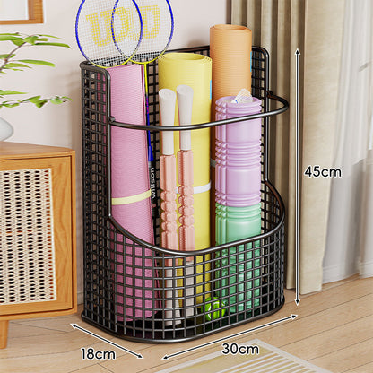 Vertikaler Mesh-Sportequipment- und Yogamatten-Organizer-Korb
