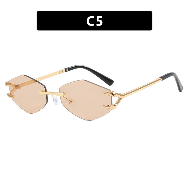 Damen geometrische Designer-Sonnenbrille mit herausragendem Metallrahmen Brehn