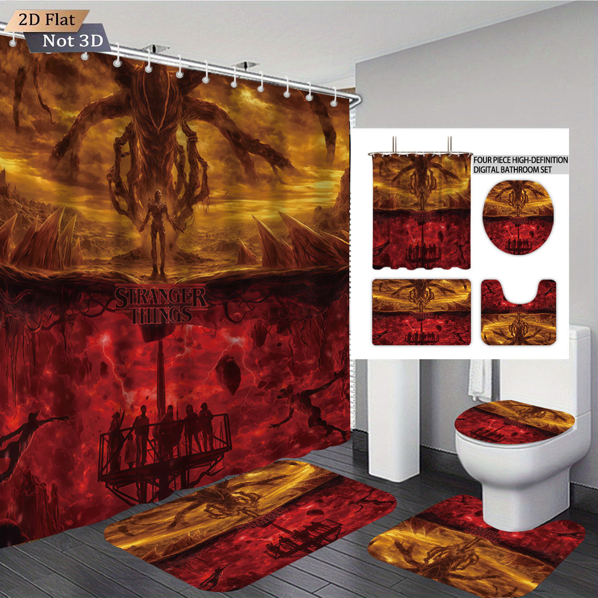 Stranger Things Abenteuer-Themen Digitales Badezimmer-Set Brehn