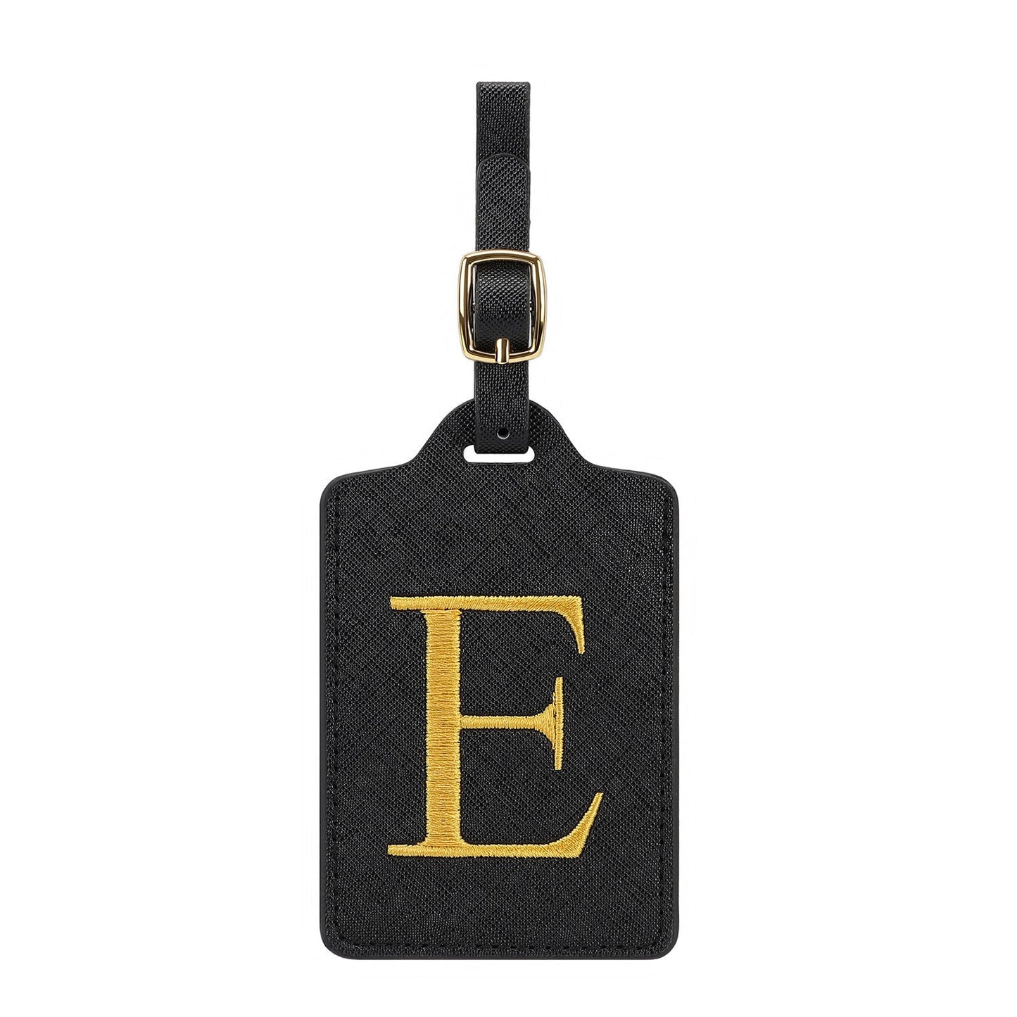 gesticktes Initialen-Monogramm-Leder-Gepäckanhänger mit verstellbarem Schnallenriemen Brehn