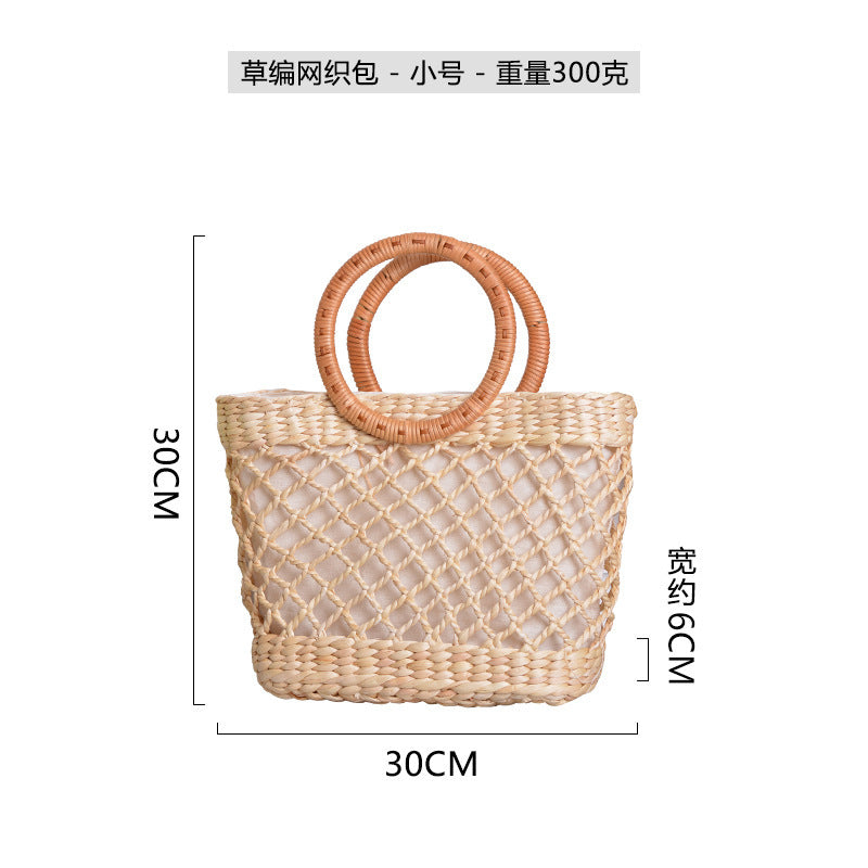 Damen handgefertigte Strandtasche mit geflochtenen Griffen Brehn